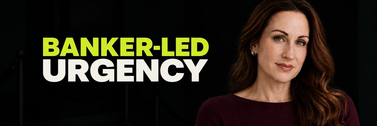 Stacy Bishop beside the headline “BANKER-LED URGENCY”
