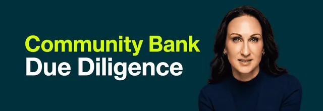 Stacy Bishop beside the headline “Community Bank Due Diligence”