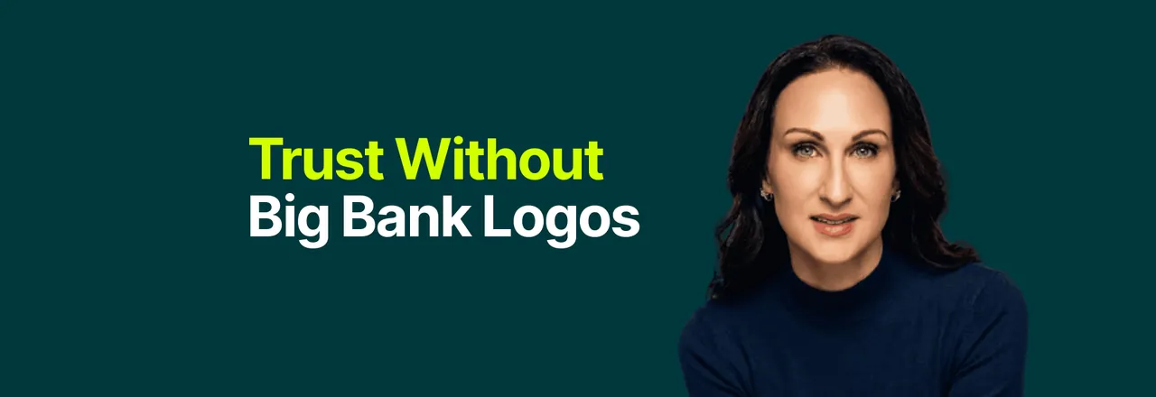 Stacy Bishop beside the headline “Trust Without Big Bank Logos”