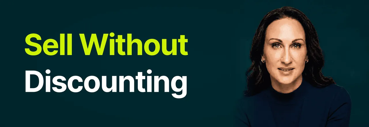 Stacy Bishop beside the headline “Sell Without Discounting”