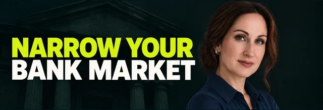 Stacy Bishop beside the headline “Narrow Your Bank Market”