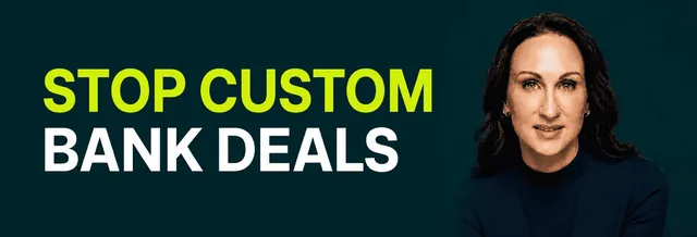 Stacy Bishop beside the headline “Stop Custom Bank Deals”