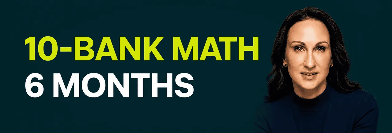 Stacy Bishop beside the headline “10-Bank Math, 6 Months”