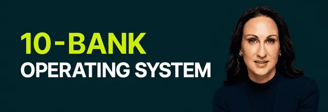 Stacy Bishop beside the headline “10-Bank Operating System”