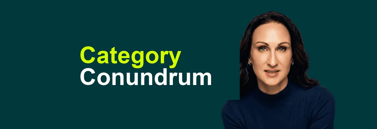 Stacy Bishop beside the headline “Category Conundrum”