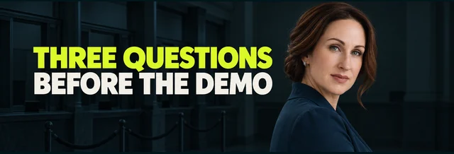 Stacy Bishop beside the headline “Three Questions Before the Demo”