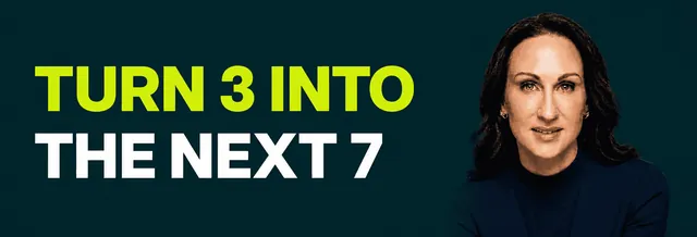 Stacy Bishop beside the headline “Turn 3 Into the Next 7”