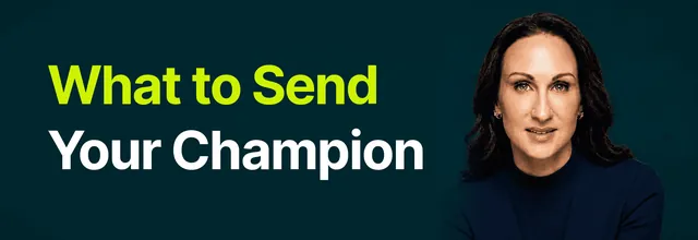 Stacy Bishop beside the headline “What to Send Your Champion”