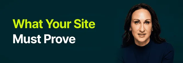 Stacy Bishop beside the headline “What Your Site Must Prove”